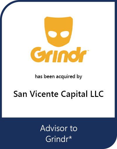 Transaction tombstone for Grindr – San Vicente Capital LLC