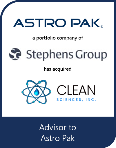 Transaction tombstone for Astro Pak | Clean Sciences Inc.